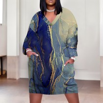 1 Piece Custom Casual Print V Neck Long Sleeve Plus Size Midi Dress 1 Piece Custom Casual Print V Neck Long Sleeve Plus Size Midi Dress