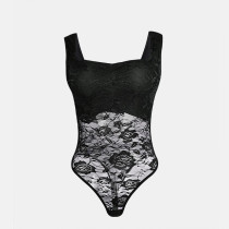 See Through Lingerie Women Erotic Lace Stitching Sheer Teddy Bodysuit