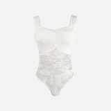 See Through Lingerie Women Erotic Lace Stitching Sheer Teddy Bodysuit
