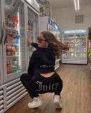 Fashion Zipper Long Sleeve Diamond Velvet Hoodie and Joggers Two-Piece Set