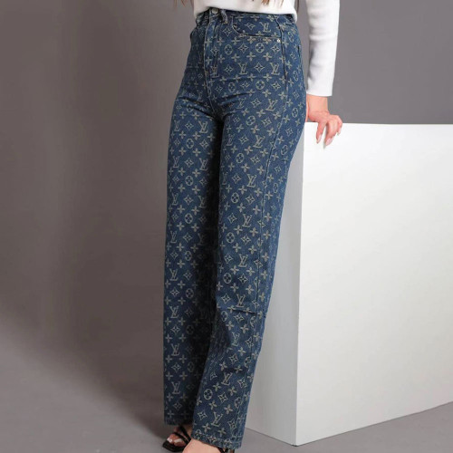 Casual Slim Jacquard Wide-leg Long Jeans