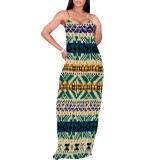 1 Piece Custom Casual Print V Neck Straps Long Dress