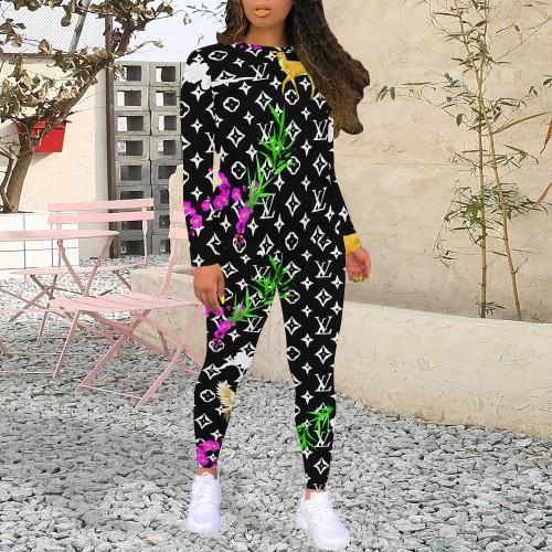 1 Piece Custom Casual Print Long Sleeve Pant Set