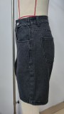 Womens Washed Denim Shorts Long Inseam Stretchy Half Jean