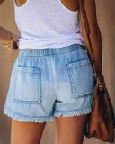 Cut Off Denim Shorts Frayed Distressed Jean Short with Pocket