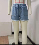 Cut Off Denim Shorts Frayed Distressed Jean Short with Pocket