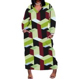 1 Piece Custom Casual Print Crew Neck Short Sleeve Plus Size Long Dress