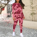 1 Piece Custom Casual Print Long Sleeve Pant Set