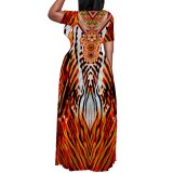 1 Piece Custom Casual Print Crew Neck Short Sleeve Plus Size Long Dress