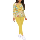 1 Piece Custom Casual Print Long Sleeve Pant Set
