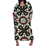 1 Piece Custom Casual Print Crew Neck Short Sleeve Plus Size Long Dress