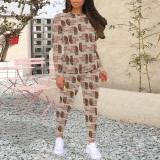 1  Piece Custom Casual Print Long Sleeve 2 Piece Pant Set