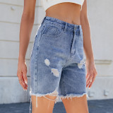 Women's Jeans Ripped Raw Hem Denim Shorts
