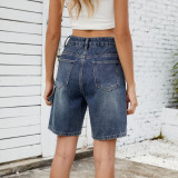 Women Denim Shorts Baggy Jean Shorts with Pockets