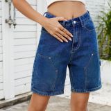 Women Denim Shorts Baggy Jean Shorts with Pockets