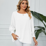 Summer Oversize Chiffon Blouses Crew Neck Batwing Sleeve Tunic