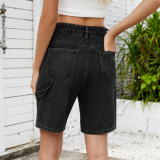 Women Denim Shorts Baggy Jean Shorts with Pockets