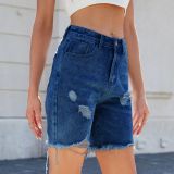Women's Jeans Ripped Raw Hem Denim Shorts
