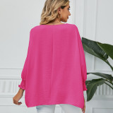 Summer Oversize Chiffon Blouses Crew Neck Batwing Sleeve Tunic