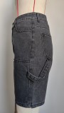 Women Denim Shorts Baggy Jean Shorts with Pockets