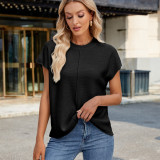 Summer Round Neck Short Sleeve Pullover Knitted Sweater