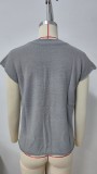 Summer Round Neck Short Sleeve Pullover Knitted Sweater