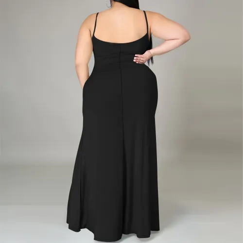 1 Piece Custom Casual Print Straps Plus Size Long Dress