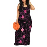1 Piece Custom Casual Print V Neck Straps Long Dresses
