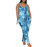 1 Piece Custom Casual Print Straps One Piece Jumpsuits