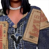 1 Piece Custom Casual Print Long Sleeve V Neck Plus Size Long Dress