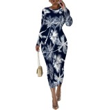 1 Piece Custom Casual Print Long Sleeve Mid Dresses