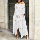 1 Piece Custom Casual Print Long Sleeve Maxi Dresses