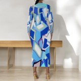 1 Piece Custom Casual Print Long Sleeve Mid Dresses