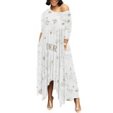 1 Piece Custom Casual Print Long Sleeve Maxi Dresses