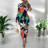 1 Piece Custom Casual Print Long Sleeve Mid Dresses