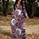 1 Piece Custom Casual Print V Neck Maxi Dresses