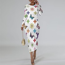 1 Piece Custom Casual Print Long Sleeve Mid Dress 1 Piece Custom Casual Print Long Sleeve Mid Dress
