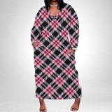 1 Piece Custom Casual Print Long Sleeve Plus Size Maxi Dress