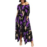 1 Piece Custom Casual Print Long Irregular Dress