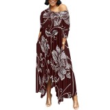 1 Piece Custom Casual Print Long Irregular Dress