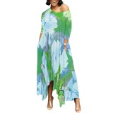 1 Piece Custom Casual Print Long Irregular Dress