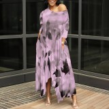 1 Piece Custom Casual Print Long Irregular Dress