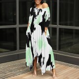 1 Piece Custom Casual Print Long Irregular Dress
