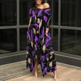 1 Piece Custom Casual Print Long Irregular Dress