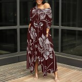 1 Piece Custom Casual Print Long Irregular Dress