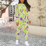 1 Piece Custom Casual Print Long Sleeve Two Piece Sweatshirt Set