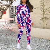 1 Piece Custom Casual Print Long Sleeve Two Piece Sweatshirt Set