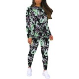 1 Piece Custom Casual Print Long Sleeve Two Piece Sweatshirt Set