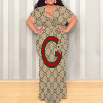 1 Piece Custom Casual Print Plus Size Maxi Dress