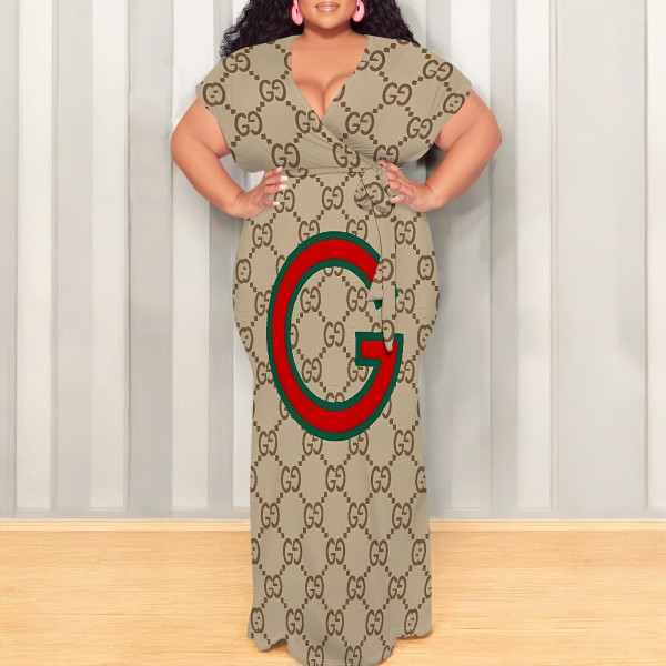 1 Piece Custom Casual Print Plus Size Maxi Dress